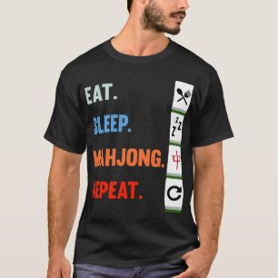 Camiseta Come Sleep Mahjong Repete Jogos do Jogador de Jogo