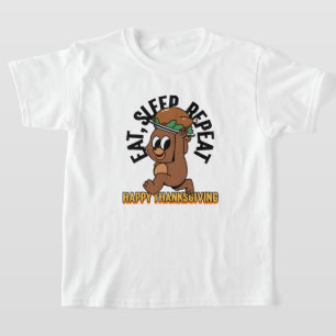 Camiseta Come Sleep Repete Feliz Dia de Ação de Graças Cria