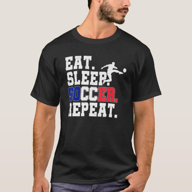 Camiseta Come Sleep Soccer Repetir Ventiladores Gráficos do (Frente)