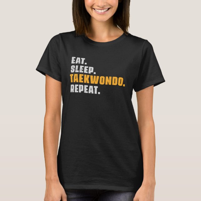 Camiseta Come Sleep Taekwondo Repeat Taekwondo Retro Vinta (Frente)