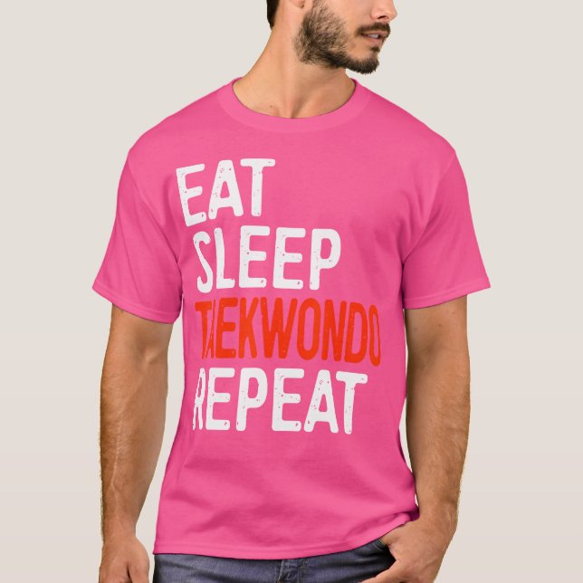 Camiseta Come Sleep Taekwondo Repete Esportes Engraçados Gi (Frente)