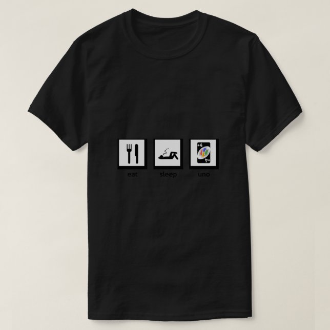Camiseta come, sleep, uno (+4 jogo de cartas) Essencial (Frente do Design)