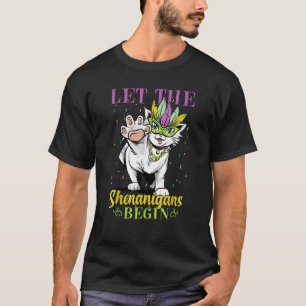 Camiseta Começam as Travessuras de Gato Fofo de Carnaval