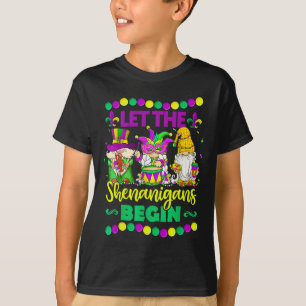 Camiseta Começam as Travessuras Gnomos Mardi Gras Crianças