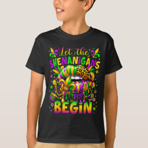 Camiseta Começam As Travessuras Mardi Gras Lábios Mulheres
