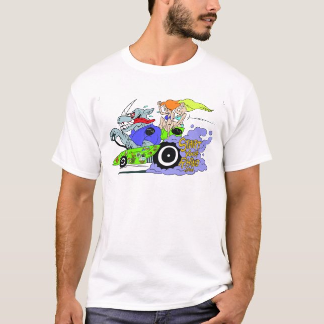 Camiseta Comece seu rinoceronte competir o rato Fink (Frente)
