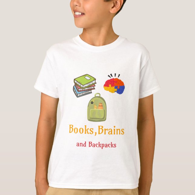 Camiseta Começo Da Escola De Cérebros E Mochilas (Frente)