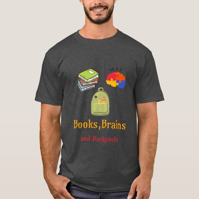 Camiseta Começo Da Escola De Cérebros E Mochilas (Frente)