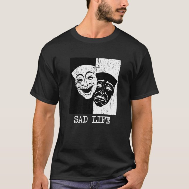 Camiseta Comédia De Drama Triste Com Máscara De Máscara De  (Frente)