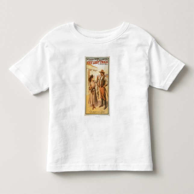 Camiseta Comédia de rastro perdido - Mulher pescando no oes (Frente)