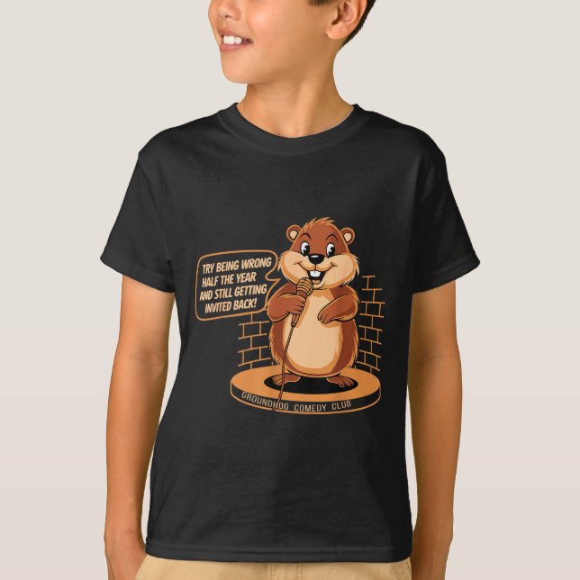 Camiseta Comédia do Dia da Marmota Stand-up Clima Sarcasmo  (Frente)