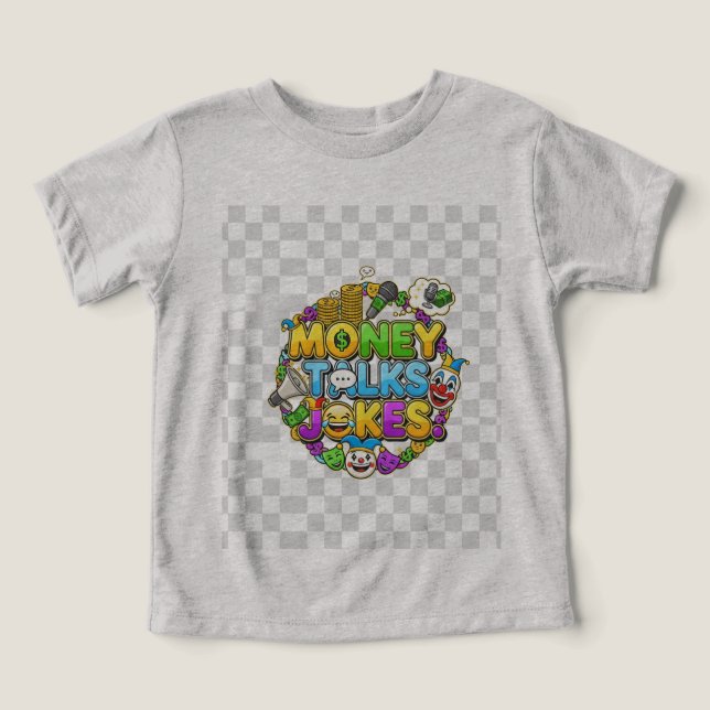 Camiseta Comédia e Dinheiro Fala Piadas Cartoon Vibrante (Design frontal)