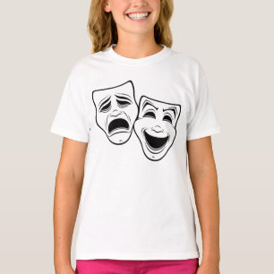 Camiseta Comédia E Teatro Tragédia Mascaram Linha Negra