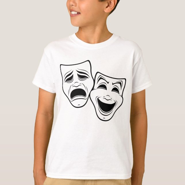 Camiseta Comédia E Teatro Tragédia Mascaram Linha Negra (Frente)