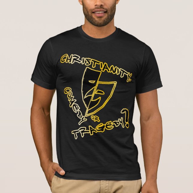 Camiseta Comédia ou tragédia? (Esboço Dourado) (Frente)