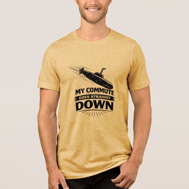 Camiseta Comédia Submarina de Deslocamento Reto para Baixo (Frente)