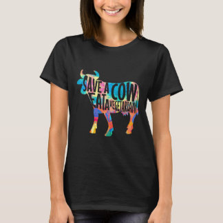 Camiseta Comedor de carne anti vegano Salve uma vaca Coma v