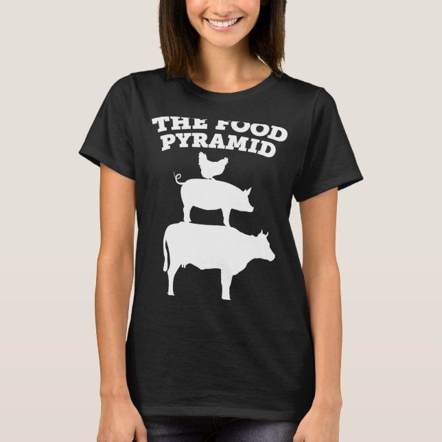 Camiseta Comedor de carne com pirâmide de Comida carnívora  (Frente)