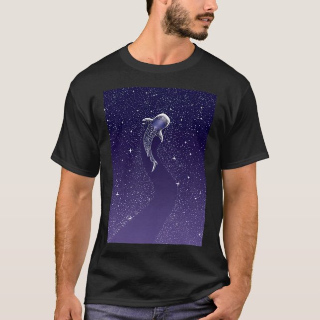 Camiseta Comedor de Estrelas - espaço de Azul Escuro a Roxo (Frente)