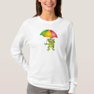 Camiseta Comedor de rãs com guarda-chuva da chuva