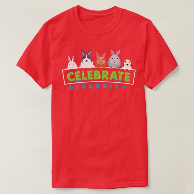 Camiseta Comemora Diversidade Rabbit Amante Pet Bunnies Cut (Frente do Design)