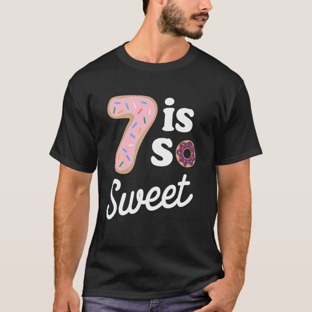 Camiseta Comemoração de Donut Tão Doce No Sétimo Aniversári (Frente)
