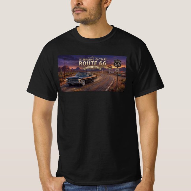 Camiseta Comemorando 100 Anos: Rota 66 (Frente)