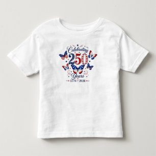 Camiseta Comemorando 250 Anos Tema de Borboleta Patriótica