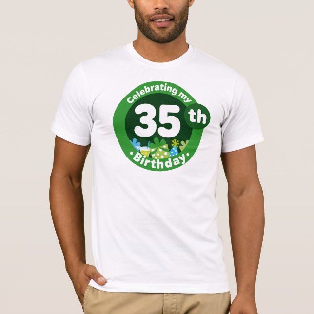 Camiseta Comemorando meu 35o aniversário (Frente)