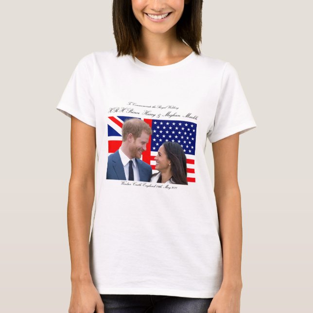 Camiseta Comemorar o Casamento Real Harry e Meghan (Frente)