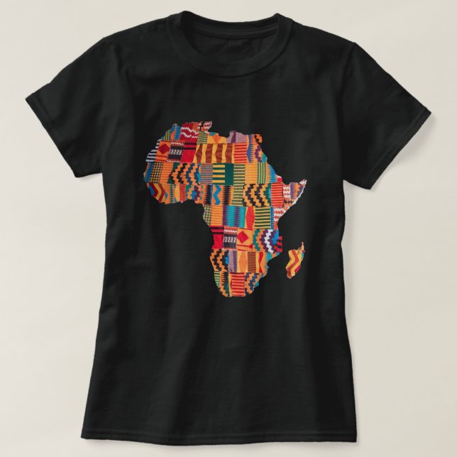 Camiseta comemorativa do Mapa Africano Colorido (Frente do Design)