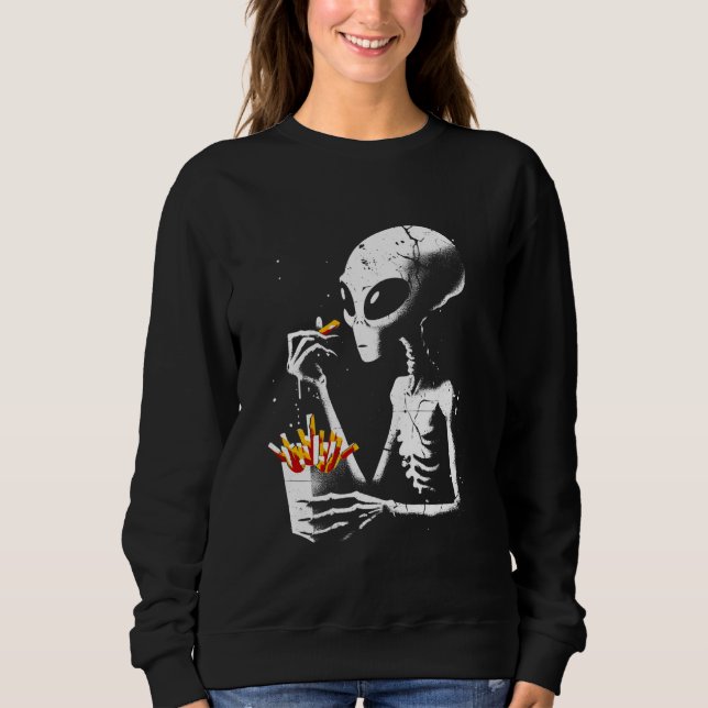 Camiseta Comendo alienígenas Fritas Francesas - Alienígena  (Frente)