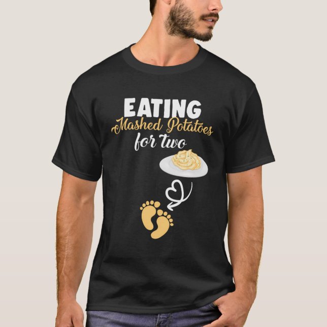 Camiseta Comendo Batatas Molhadas Para Duas Mulheres Grávid (Frente)