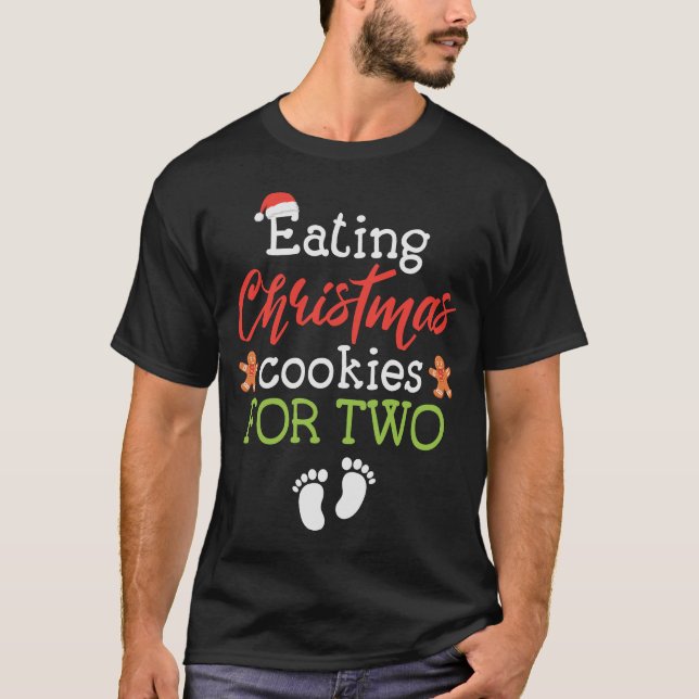 Camiseta Comendo Cookies De Natal Para Dois Felizes Natal (Frente)