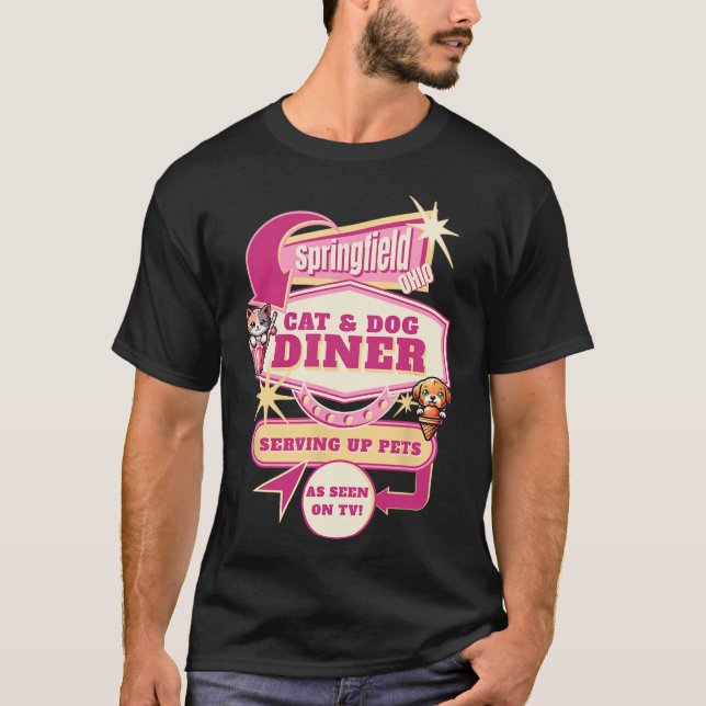 Camiseta Comendo Pets Springfield Ohio Cats Engraçados Cães (Frente)