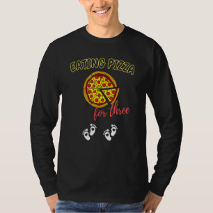 Camiseta Comendo Pizza Para Três Mamãe Grávida De Gêmeos Pe