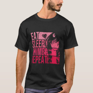 Camiseta Comer anime de sono Repetir anime
