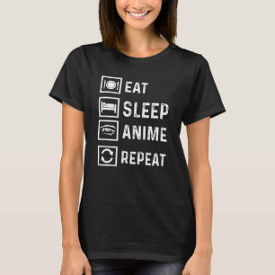 Camiseta Comer anime de sono Repetir presente engraçado jap