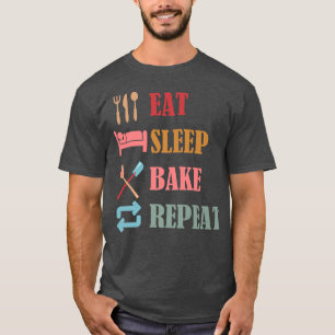 Camiseta comer assar de dormir repetir designs engraçados d
