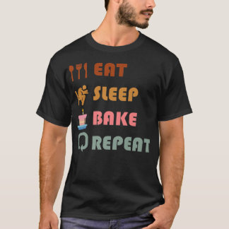 Camiseta comer assar de dormir repetir designs engraçados d