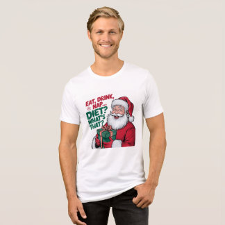 Camiseta Comer Beber Dormir qual é a Dieta, Papai Noel engr