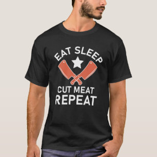 Camiseta comer carne cortada repetir - citação de açougu
