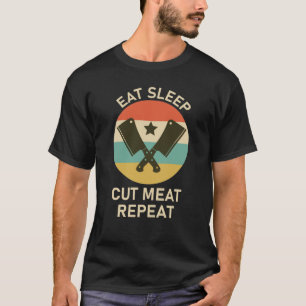 Camiseta comer carne cortada repetir - citação de açougu