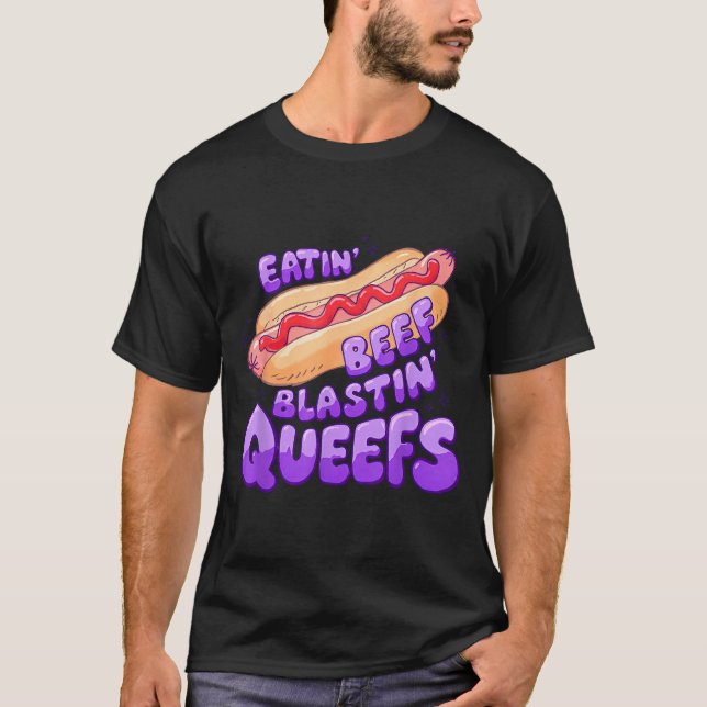 Camiseta Comer Carne Explodir S Piada de Cachorro-Quente Hu (Frente)