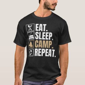 Camiseta comer dormir acampar repetir garota