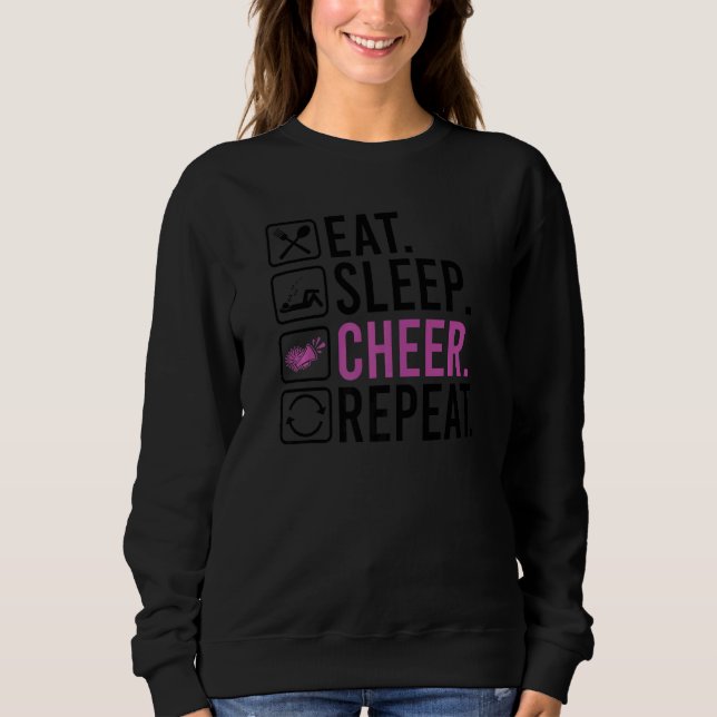 Camiseta Comer Dormir Alegrar Repetir Cheerleading Cheerlea (Frente)