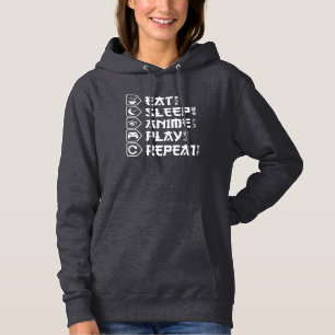 Camiseta Comer Dormir Anime Jogar Repetir Estilo de Vida Ot