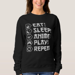 Camiseta Comer Dormir Anime Jogar Repetir Estilo de Vida Ot