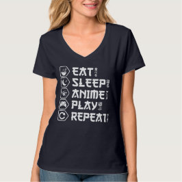 Camiseta Comer Dormir Anime Jogar Repetir Estilo de Vida Ot