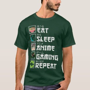 Camiseta Comer Dormir Anime Jogos Repetir Gamer Meneen Rapa